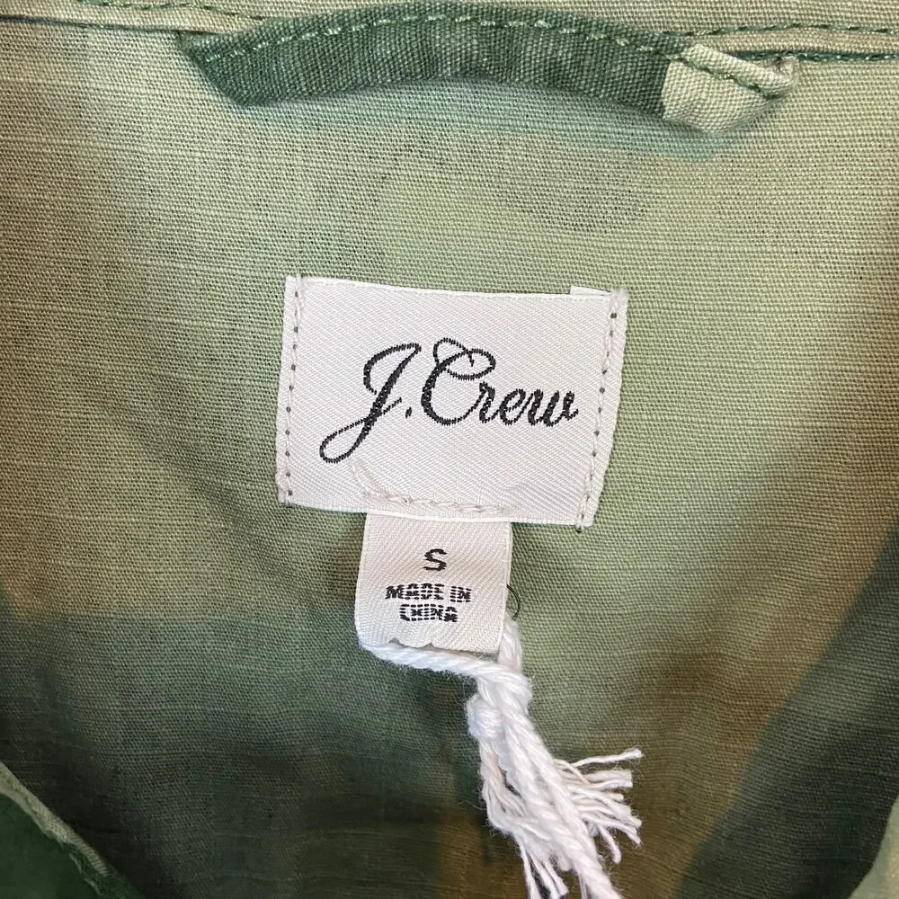 J. Crew Camouflage Garment Dyed Lightweight Shacket In Green Size Small